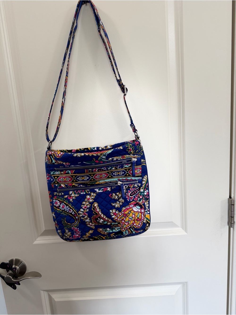 Vera Bradley Iconic Triple Zip Hipster in the Romantic Paisley pattern.